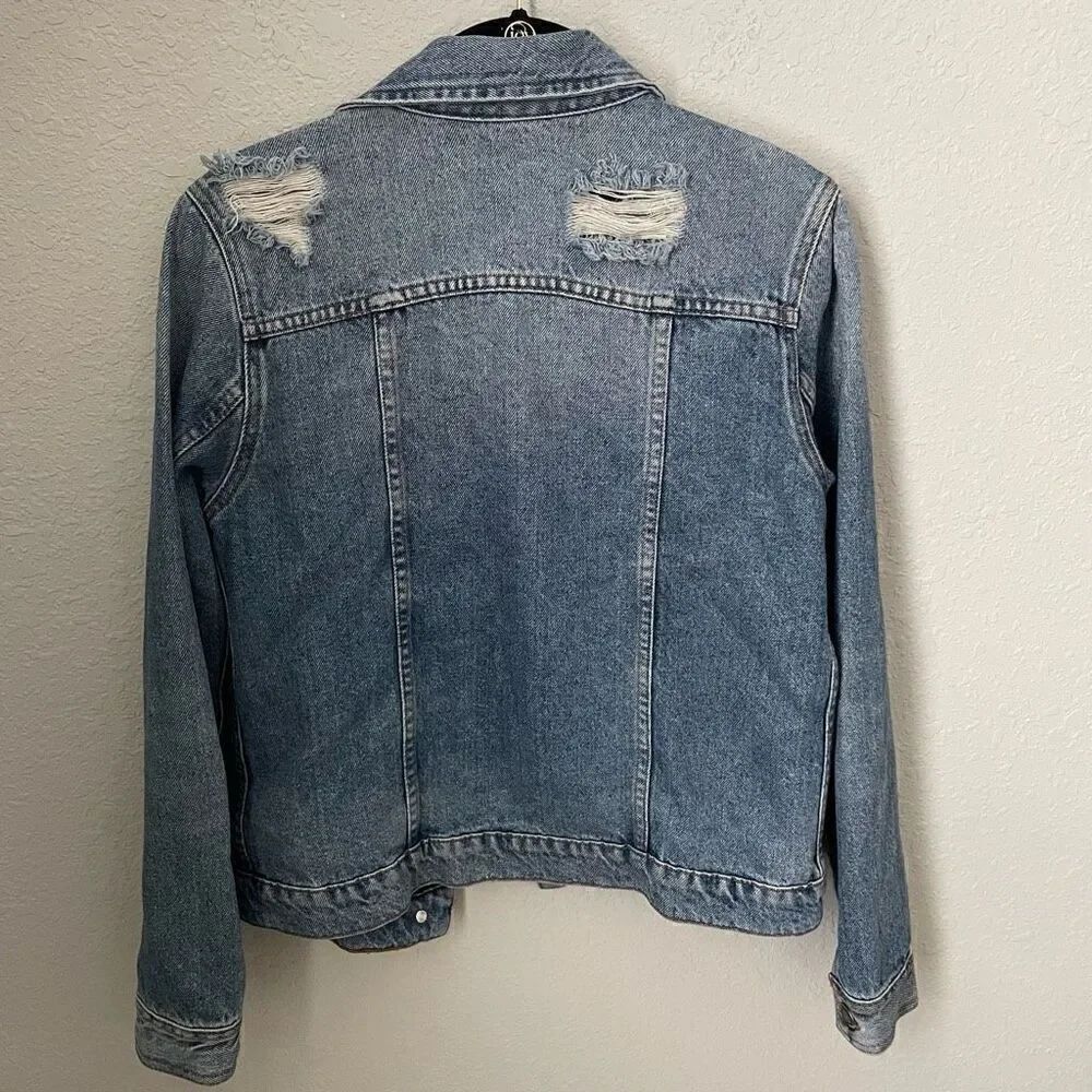 TNS by Tennis Distressed Denim Jacket Size Small - Picture 2 of 4